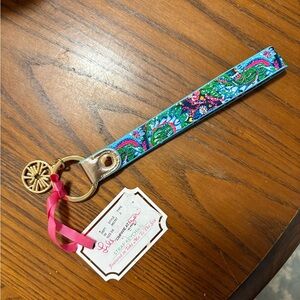 Lilly Pulitzer Blue and Pink Long Keychain Take Me to the Sea NWT